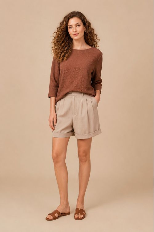 Blusa decote canoa com punho CHOCOLATE